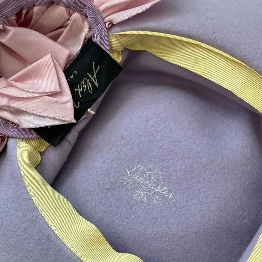vintage wide brim wool hat ribbon rosette - Picture 4 of 5